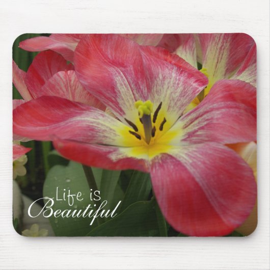 Het leven is prachtig Floral Mousepad Muismat (Voorkant)