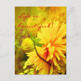 Het leven is prachtig | Golden Yellow Dahlias Briefkaart