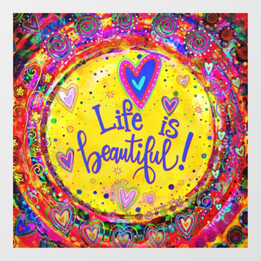 Het leven is prachtig "inspiratie"-vensterkoeling raamsticker (Vel)