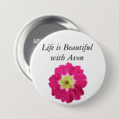Het leven is prachtig met Avon - Floral Button (Voorkant /achterkant)