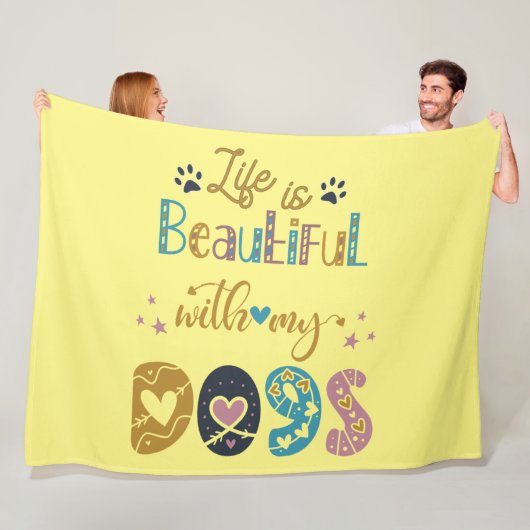 Het leven is prachtig met mijn honden fleece deken (In situ)