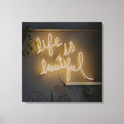 Het leven is prachtig Neon Lights Canvas Afdruk (Voorkant)