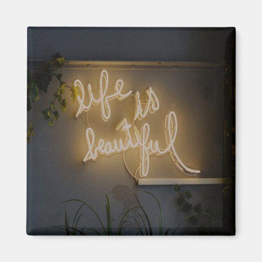 Het leven is prachtig Neon Lights Magneet (Voorkant)