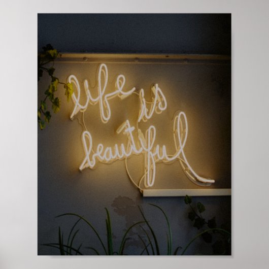 Het leven is prachtig Neon Lights Poster (Voorkant)