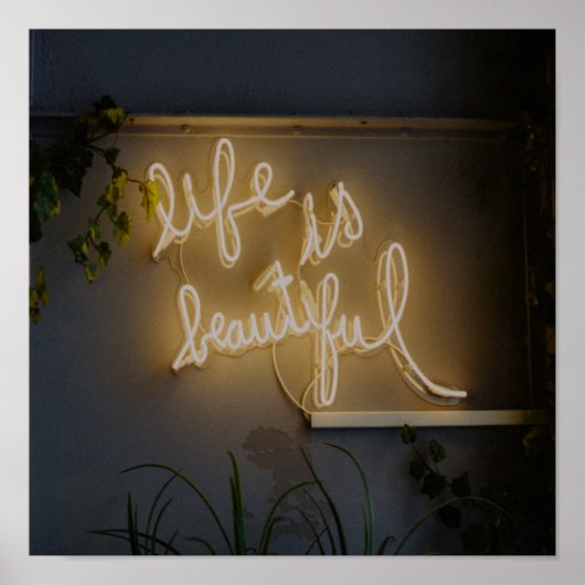 Het leven is prachtig Neon Lights Poster (Voorkant)