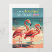 Het leven is prachtig Samen met je Flamingo Kaart (Voorkant / Achterkant)