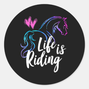 Het leven is rijden paarden ruiter ruiter tiener m ronde sticker