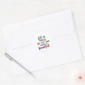 Het leven is rommelig ronde sticker (Envelop)