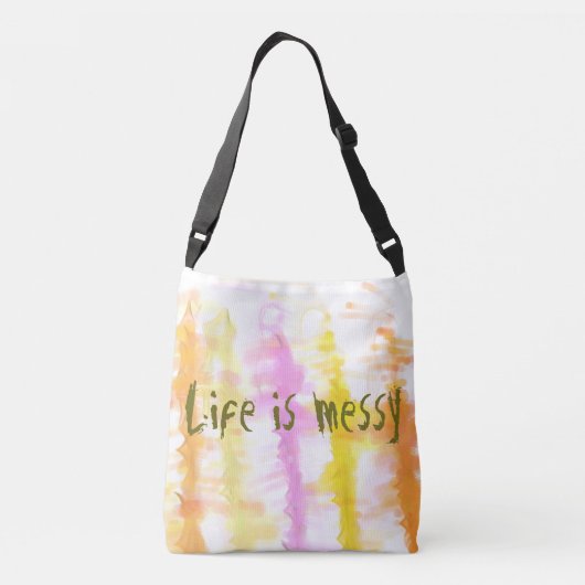 Het leven is rommelige Abstracte dripschildpadstre Crossbody Tas (Achterkant)