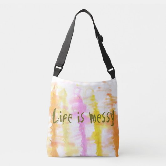 Het leven is rommelige Abstracte dripschildpadstre Crossbody Tas (Voorkant)