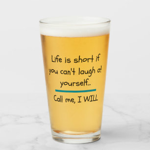 Het leven is Short Funny Gezegde Quote Novelty Glas
