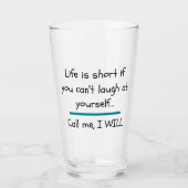 Het leven is Short Funny Gezegde Quote Novelty Glas (Voorkant)
