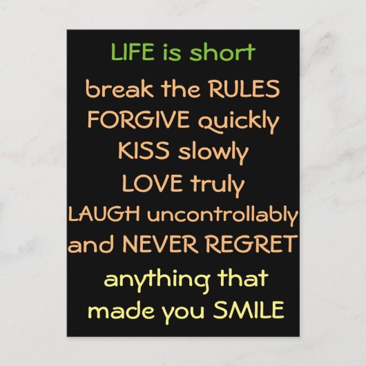 het leven is slecht briefkaart (Voorkant)