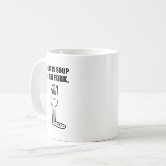 Het leven is soep, ik ben vork Mok (Voorkant links)
