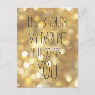 Het leven is stoer Glam Gold Bokeh Inspirerend Quo Briefkaart