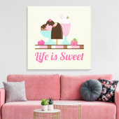 Het leven is Sweet Ice Cream-behandelingen Canvas Afdruk (Insitu (Woonkamer))
