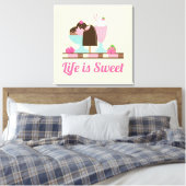 Het leven is Sweet Ice Cream-behandelingen Canvas Afdruk (Insitu (Slaapkamer))