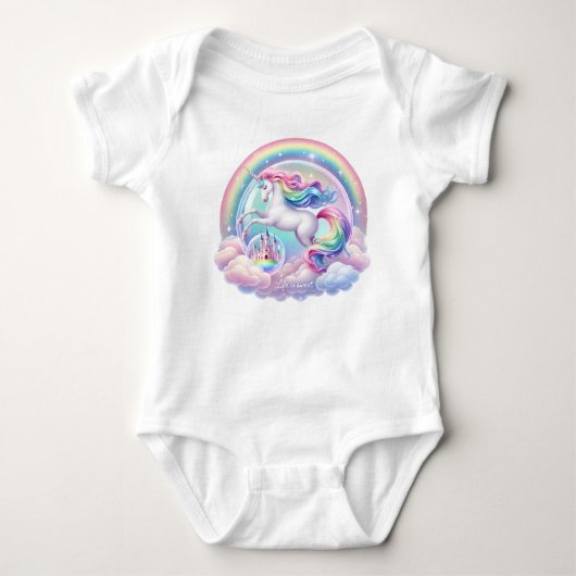 Het leven is Sweet Magical Unicorn Rainbow Castle Romper (Voorkant)