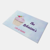 Het leven is Sweet Pink Cupcake Aangepast Deurmat (Schuin)