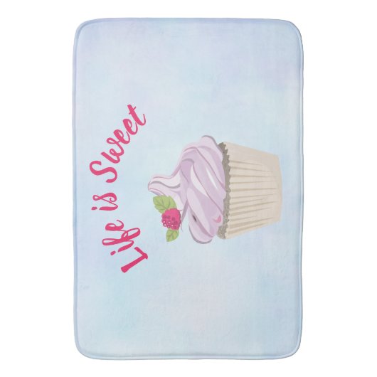 Het leven is Sweet Pink Cupcake Badmat (Voorkant Verticaal)