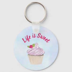 Het leven is Sweet Pink Cupcake Sleutelhanger