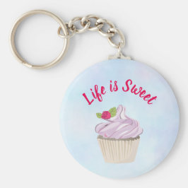 Het leven is Sweet Pink Cupcake Sleutelhanger