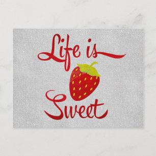 Het leven is Sweet Strawberry Briefkaart
