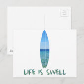 Het leven is Swell Surven Board Design Briefkaart (Voorkant / Achterkant)