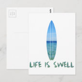 Het leven is Swell Surven Board Design Briefkaart (Voorkant / Achterkant)