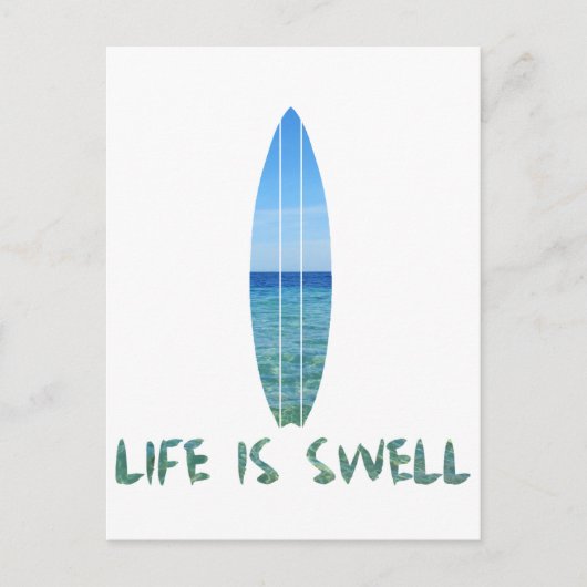 Het leven is Swell Surven Board Design Briefkaart (Voorkant)