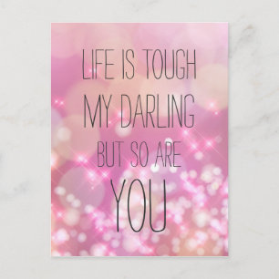 Het leven is taai Roze Glam Bokeh Inspirerend Quot Briefkaart