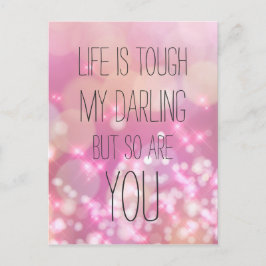 Het leven is taai Roze Glam Bokeh Inspirerend Quot Briefkaart