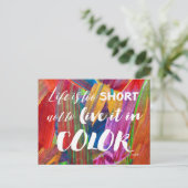 Het leven is te kort Kleur Quote Modern Abstract Briefkaart (Staand voorkant)