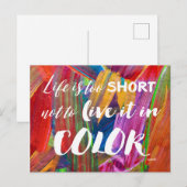 Het leven is te kort Kleur Quote Modern Abstract Briefkaart (Voorkant / Achterkant)