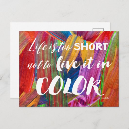 Het leven is te kort Kleur Quote Modern Abstract Briefkaart (Voorkant / Achterkant)