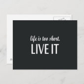 "Het leven is te kort. Live it"-offerte Briefkaart (Voorkant / Achterkant)