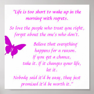 "Het leven is te kort" Motivatie Poster