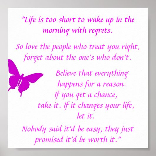 "Het leven is te kort" Motivatie Poster (Voorkant)