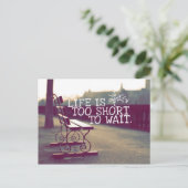 Het leven is te kort | Motivatie prijsopgave Briefkaart (Staand voorkant)