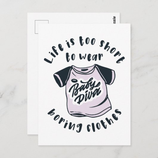 Het leven is te kort om kleren te draag briefkaart (Voorkant / Achterkant)