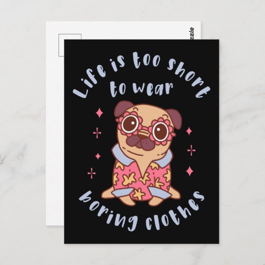 Het leven is te kort om kleren te draag briefkaart (Voorkant / Achterkant)