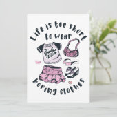 Het leven is te kort om kleren te draag kaart (Staand voorkant)