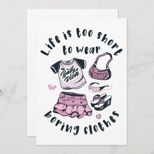 Het leven is te kort om kleren te draag kaart (Voorkant / Achterkant)