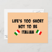 Het leven is te kort om niet Italiaans te zijn Briefkaart (Voorkant / Achterkant)