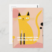 "Het leven is te kort om serieus te zijn" Kattenve Briefkaart (Voorkant / Achterkant)