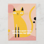 "Het leven is te kort om serieus te zijn" Kattenve Briefkaart (Voorkant)