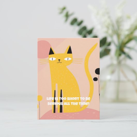 "Het leven is te kort om serieus te zijn" Verjaard Briefkaart (Staand voorkant)