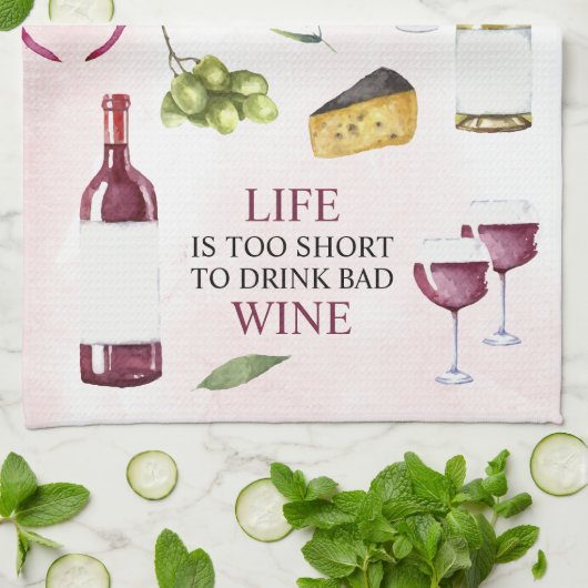 Het leven is te kort om Slechte Wijn Galerij Wrap  Theedoek (Gevouwen)