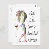 Het leven is te kort om slechte wijn te drinken. briefkaart (Voorkant / Achterkant)