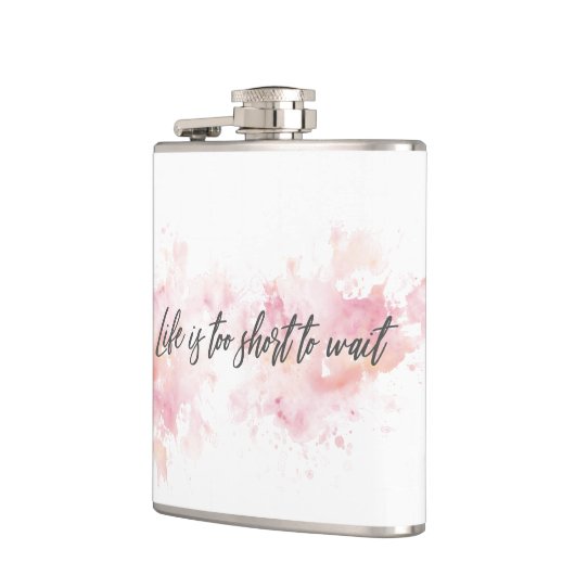 Het leven is te kort om te wachten heupfles (Links)